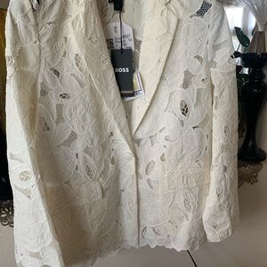 Hugo Boss Women's White Floral Lace Blazer